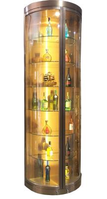 China Restaurant Glass Wine Storage Cabinet Stainless Steel Luxury Refrigerator Whiskey Display Rack for sale