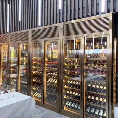 Китай Холодильник шкафов вина нержавеющей стали золота волосяного покрова латунный розовый глубина 300mm до 500mm продается