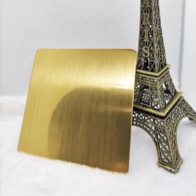China Anti Fingerprint PVD Mirror Gold Stainless Steel Sheet Twill Brushed Finish for sale