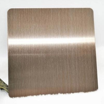China AISI 201 202 Colored Stainless Steel Sheet Moire Hairline Red Copper Plate 150*300cm for sale