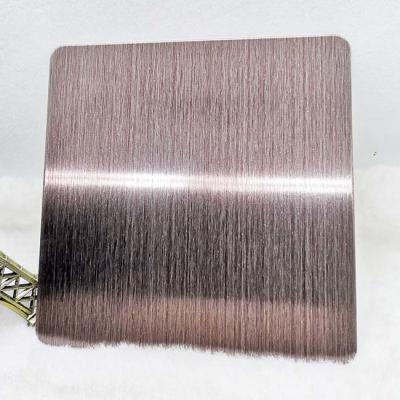 China Moire Brushed Hairline Stainless Steel Plate Rose Red Nano Anti Fingerprint for sale
