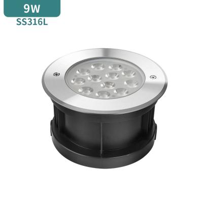 China IK10 Stainless Steel LED Ground Light 9W 240V IP68 SS316L Waterproof for sale