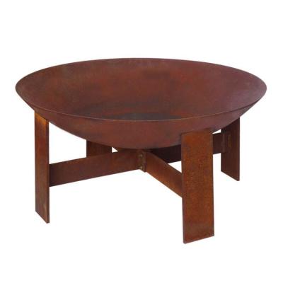 China Wood Burning Rust Metal Brazier Corten Steel Fire Pit Round Portable 80cm for sale
