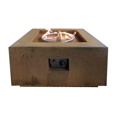 China Square Patio Fireplace Outdoor Heater Corten Steel Gas Fire Pit Table for sale