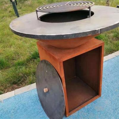 China 100cm Outdoor Cooking BBQ Corten Steel Fire Bowl Barbecue Grill for sale