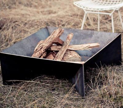 China Outdoor Wood Burning Rust Corten Steel Geometric Fire Pit for sale