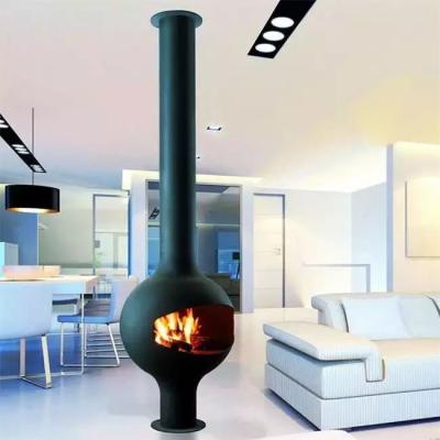 China Free-standing Indoor Central Hearth Ceiling Mounted Stove Wood Burning Fireplace for sale