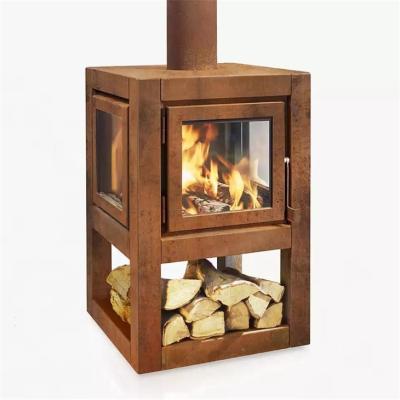 中国 Wood-burning屋外の支えがないCortenの鋼鉄ストーブの金属の暖炉 販売のため