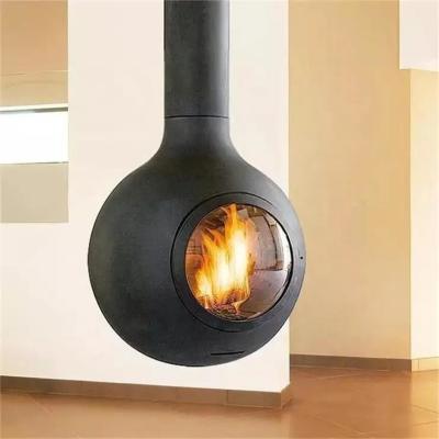 China Customized Indoor Wood Burning Stove Decorative Hanging Suspended Fireplace for sale