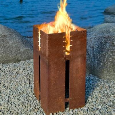 China Decorative Square Corten Steel Fire Pit And Grill for sale