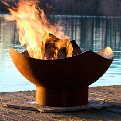 China Garden Hemisphere Corten Steel Fire Globe Bowl Wood Burning for sale