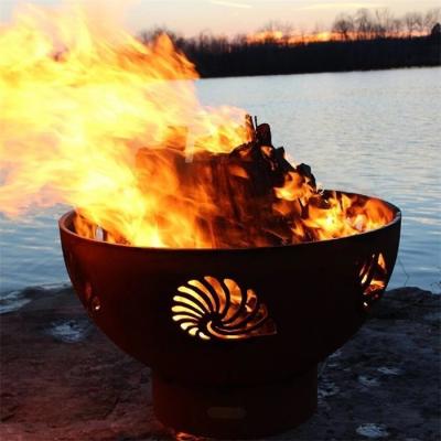 China Wood Burning Hemisphere Corten Steel Fire Bowl Pit For Camping for sale