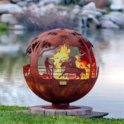 China Decoration Cowboy Story Corten Steel Fire Pit Balls 900mm 1000mm for sale