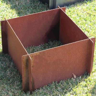 China Outdoor Square Corten Steel Raised Beds For Vegetable Flower Planter Edge for sale