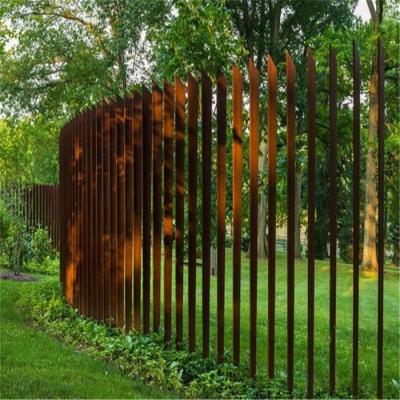 China Garden Farm Metal Picket Corten Steel Privacy Screen Serpentine Layout for sale
