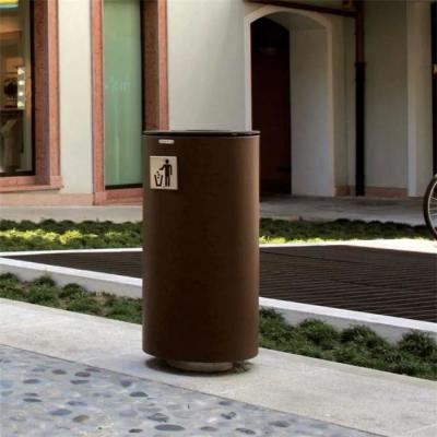 China Urban Public Weathering Steel Metal Trash Can for sale