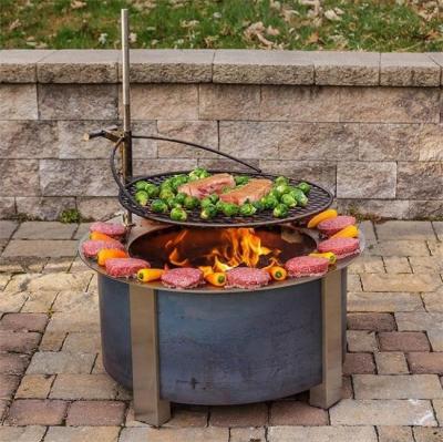 China Smokeless Cylindrical Corten Steel Barbecue Fire Bowl for sale