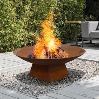 China Garden Corten Steel Outdoor Fireplace Dia 600mm 800mm Rusty Metal Fire Pit for sale