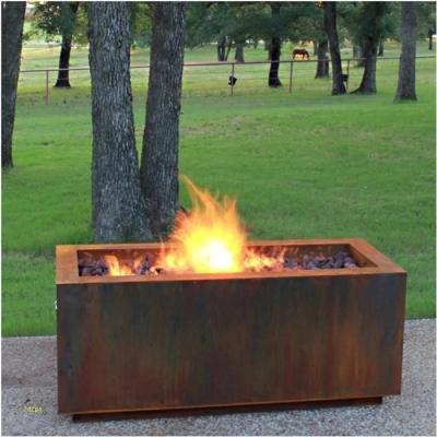 China Freestanding Square Corten Steel Fire Pit 2-4mm Thickness Outdoor Warming for sale