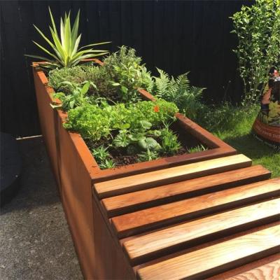 China Metal Trough Corten Steel Planter Bench For Streetscape for sale