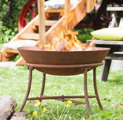China Modern Decorative Corten Steel Fire Pit Metal Fire Bowl With Stand for sale