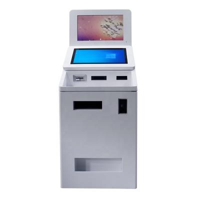 China Lector de tarjetas dual del escáner del tamaño de pantalla QR Cash y máquina de dispensación del quiosco del cajero automático del pago del servicio del uno mismo de la moneda en venta