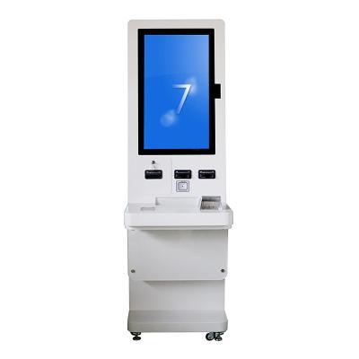 China 32 Inch Foor Standing Touch Screen Card Dispenser Machine QR Code Reader Self Service Ticket Kiosk for sale