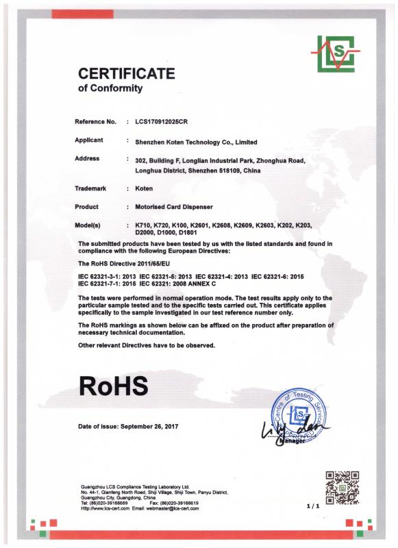 Rohs - Shenzhen Koten Technology Co., Ltd.