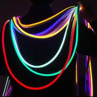China Pink Blue LED Neon Strip Light 12V 24C RGB Soft Silicone 16x16mm Color Changing for sale
