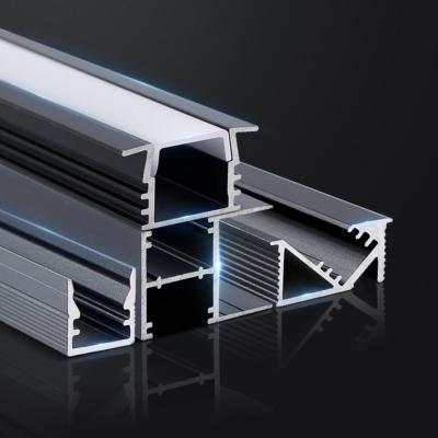 China Einbau-LED-Aluminiumprofil Schwarz Silber 6063 / 6061 / 6005 / 6060 T5 / T6 zu verkaufen