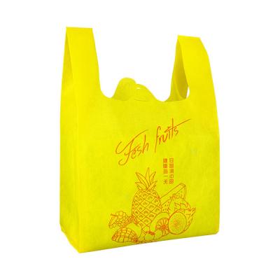 China Yellow Recyclable Environmental Friendly Reusable Shopping Non Woven T Shirt Bag for sale