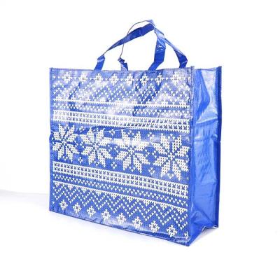 China Handled Polypropylene Woven Bags Blue 145Gsm Laminated For Supermarket for sale