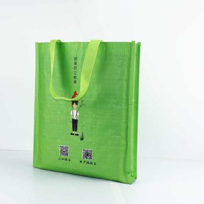 China Reusable Polypropylene Woven Bags 29*35cm Breathable Handled Bags Green for sale