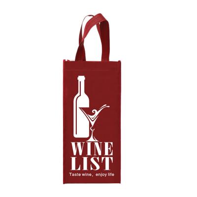 China Tote Reusable Double Bottles Non Woven Wine Bags 85gsm Folding Laminated for sale