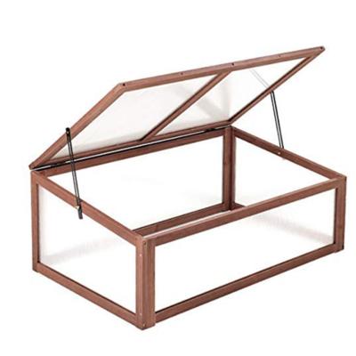 China Easily Assembled Clear Wooden Garden Greenhouse Plant Bed Protection Potted Box for sale