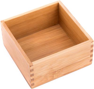 China Europe Kitchen Table Handmade Square Storage Box Solid Bamboo Wooden Organizer for sale