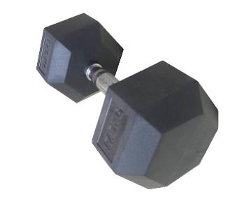 China 2.5kg - 50kgs Gym Workout Dumbbells , Black Color Rubber Hexagon Dumbbells for sale