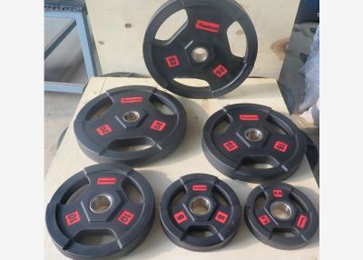 China Schwarze PU-Gummibarbell-Gewichts-Platten/Gewichtheben überzieht 2,5 - 25kgs zu verkaufen