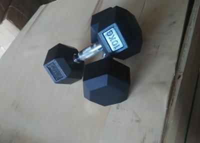 China 10LBS Rubber Hexagon Dumbbells Rubber And Stainless Handles for sale