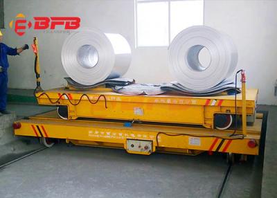 China Railway electric flat bed trailer for steel foil coils handling with V-frame for sale
