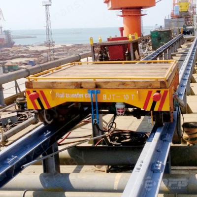 China Large Ship Machine Parts Motorized Transfer Trolley On Rails 15T Rated Load for sale