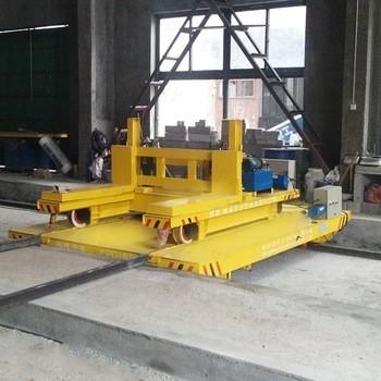 China Crossing Rail Transfer Cart , Wide Gauge Electric Flatbed Cart For Warehouse for sale