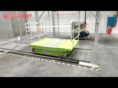 Cable Powered Rail Transfer Trolley,Intelligent Hydraulic Scissor Lift Transfer Cart