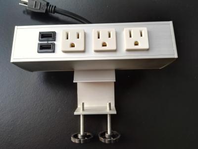 China Desk Mounted Power Sockets Electrical Outlet , Metal Tabletop Power Bar Receptacle for sale