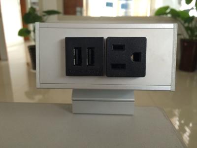 China Desk Mounted Power Sockets with 1 Outlets & 2 USB Ports , Metal Tabletop Outlet 125V 15A for sale