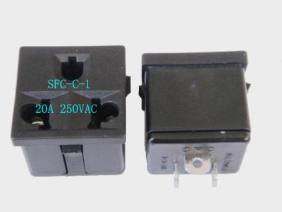 China Black Brazil Square 3 Prong Power Socket Power Outlet AC Wall Receptacle 250VAC 20A for sale