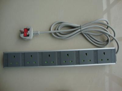 China 6 Receptacle European Power Strip , Multi Plug Extension Cord Power Bar for sale