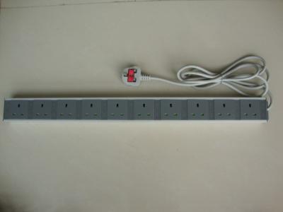 China Universal 10 Outlets European Power Strip / Flat Plug Power Bar 250V 13A for sale