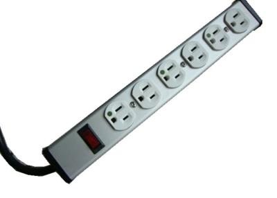 China 15 Ft Multi Outlet Power Strip 6 Plug Hospital Grade , Mountable Power Bar Low Weight for sale