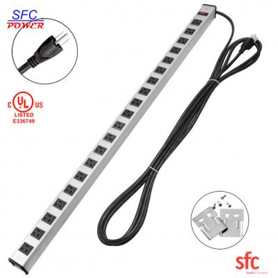 China Heavy Duty Slim Multi Outlet Power Strip , 20 Outlet Grounded Multi Plug Extension Cord for sale